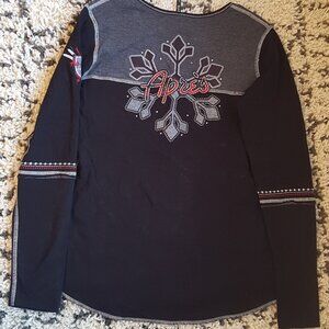 ALP N ROCK APRES SKI VINTAGE SNOWFLAKE EMBROIDERED HENLEY